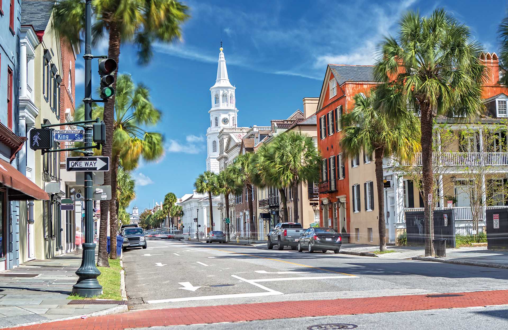 St. Michaels Church and Broad St. in Charleston, SC