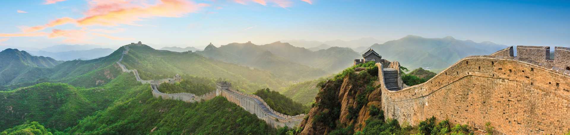 The Great Wall of China at sunrise