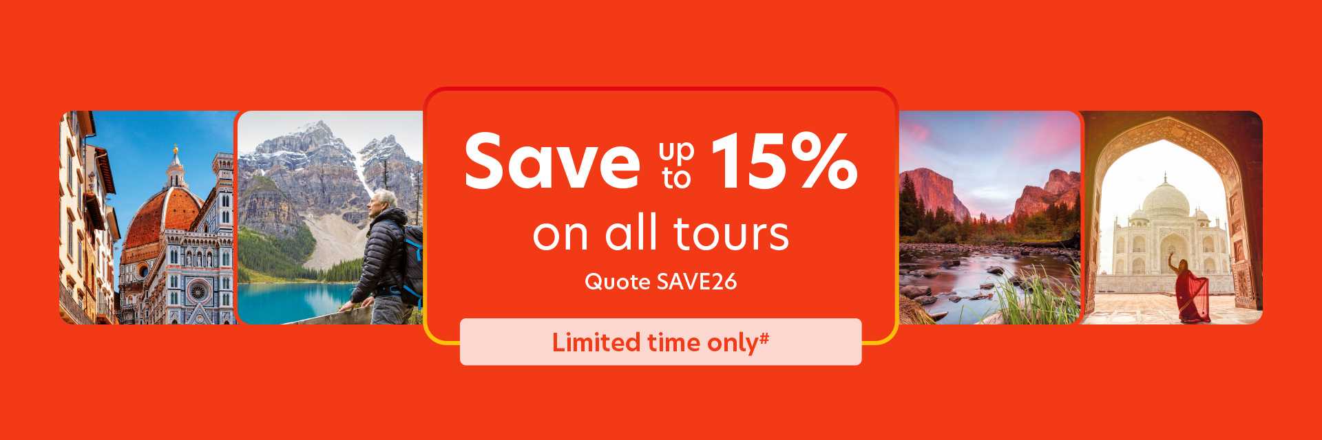 Save up to 15% on all tours - Quote SAVE26 - Limited time only#
