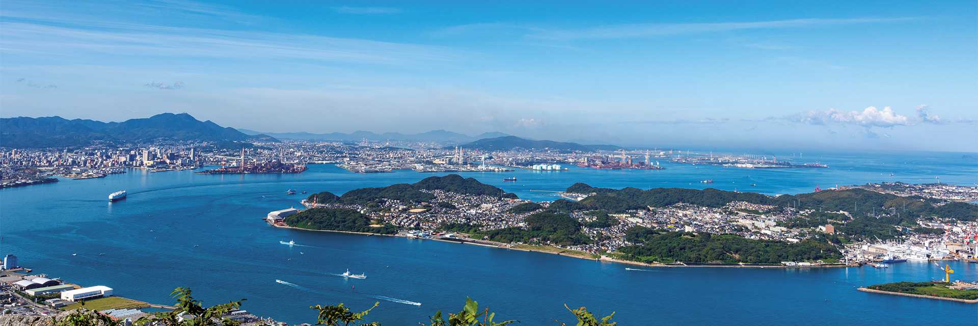 Beautiful Kanmon Strait and industrial city, Japan