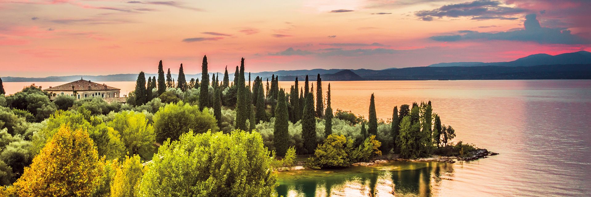 A beautiful sunset over the lake Garda. Italy.