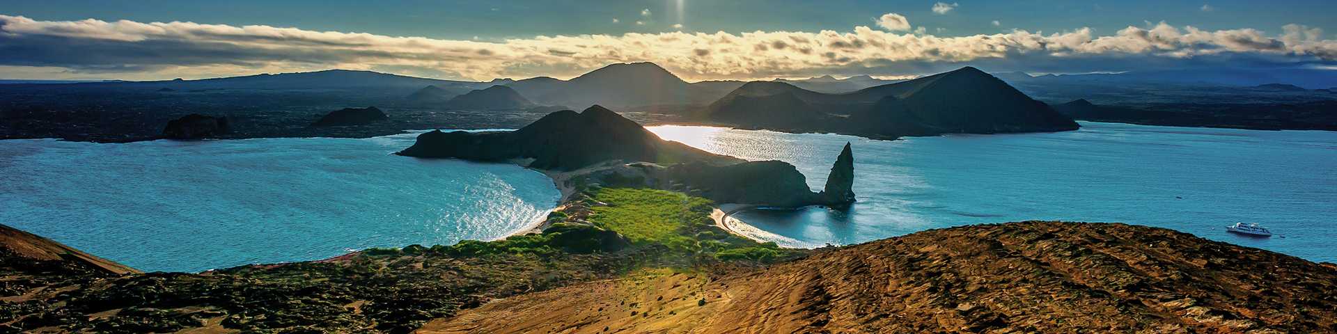 Bartolome Island at sunset on the Galapagos Islands, Ecuador