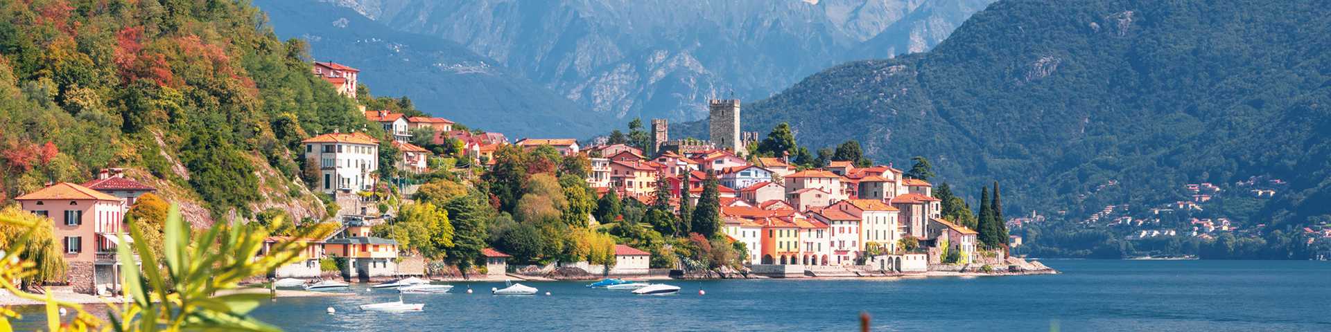 Malcesine and Lake di Garda aerial view, Veneto region of Italy