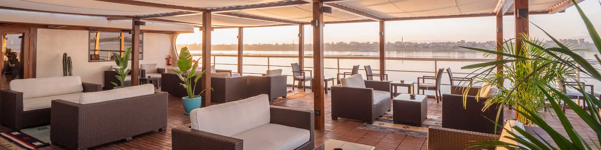 Cruise along the Nile in style aboard the luxurious MS Nile Plaza. Originally built in 1990, the ship was refurbished in 2019 and is tastefully decorated throughout. Fifty-five air-conditioned cabins and suites have en-suite bathrooms, seating areas and panoramic windows. A sun deck is ideal for taking in the Nile views (and there’s a swimming pool up here if you need to cool off). There’s a bar, lounge, two gift shops and a restaurant on board. A buffet is laid on for breakfast and lunch, while dinner is a set menu.