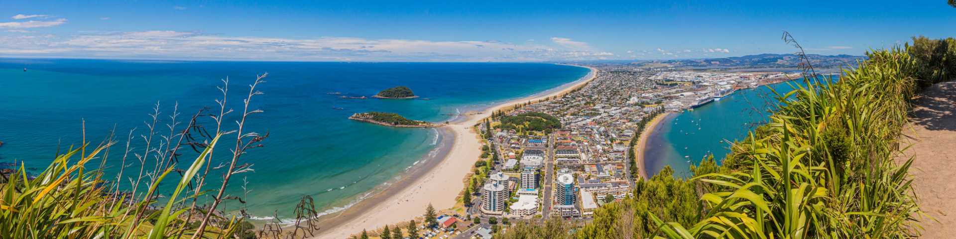 Aerial view of Papamoa beach in Tauranga