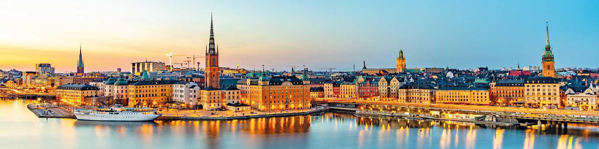 Sunset view of Gamla Stan in Stockholm from Sodermalm Island, Sweden