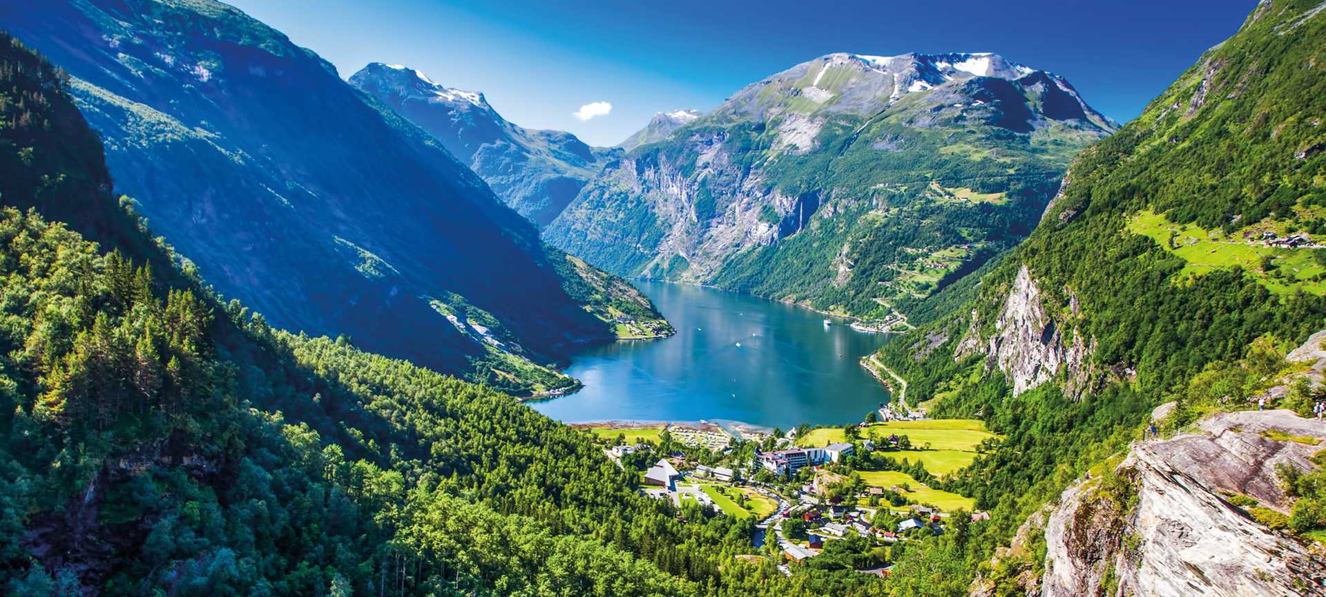 View over Geirangerfjord, cruise and tour, Norway