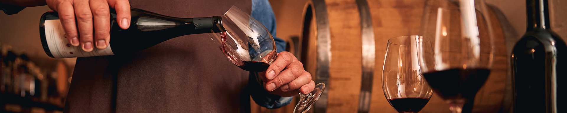 pouring wine into a glass