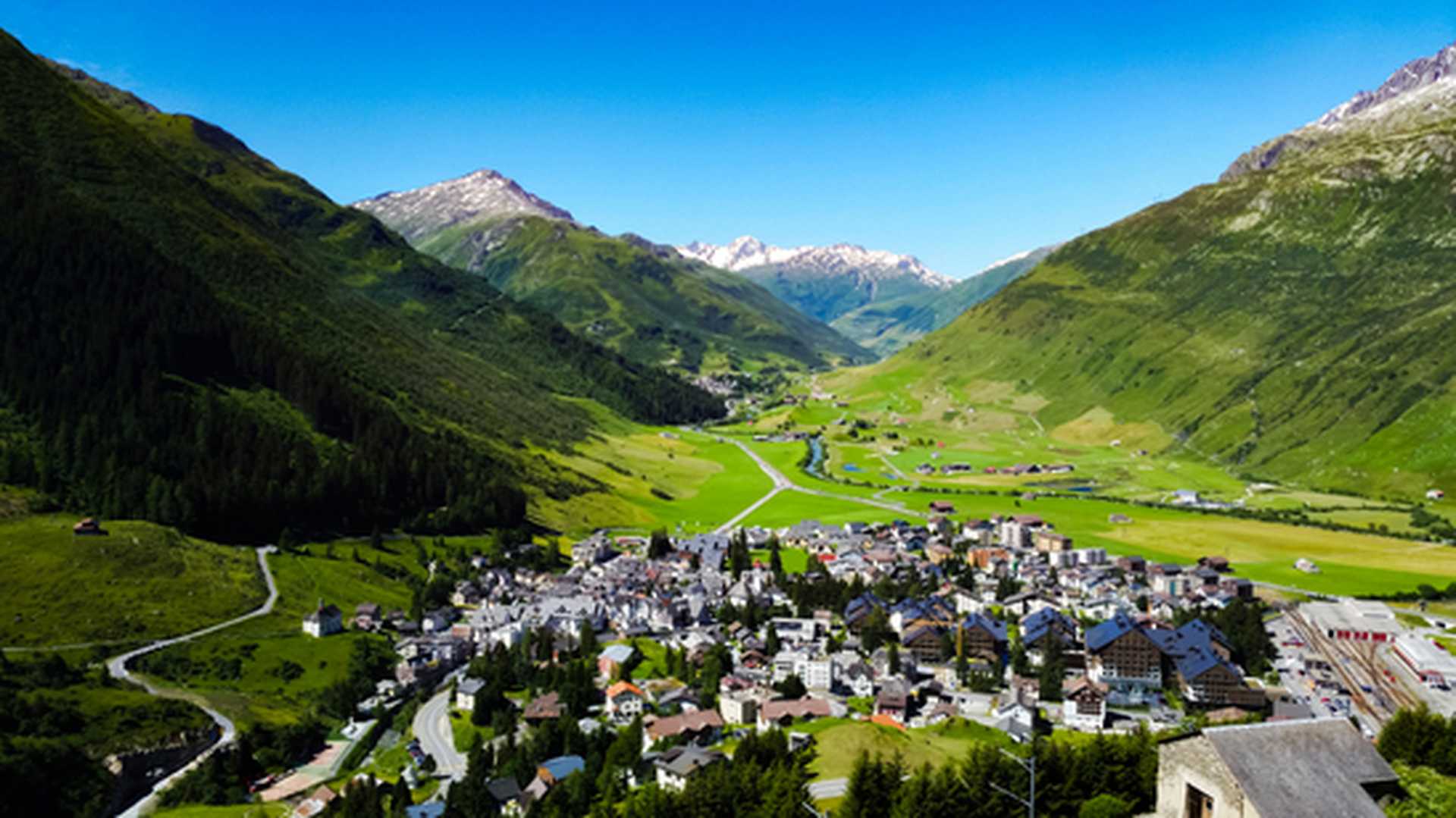 Stunning views across Andermatt, Switzerland