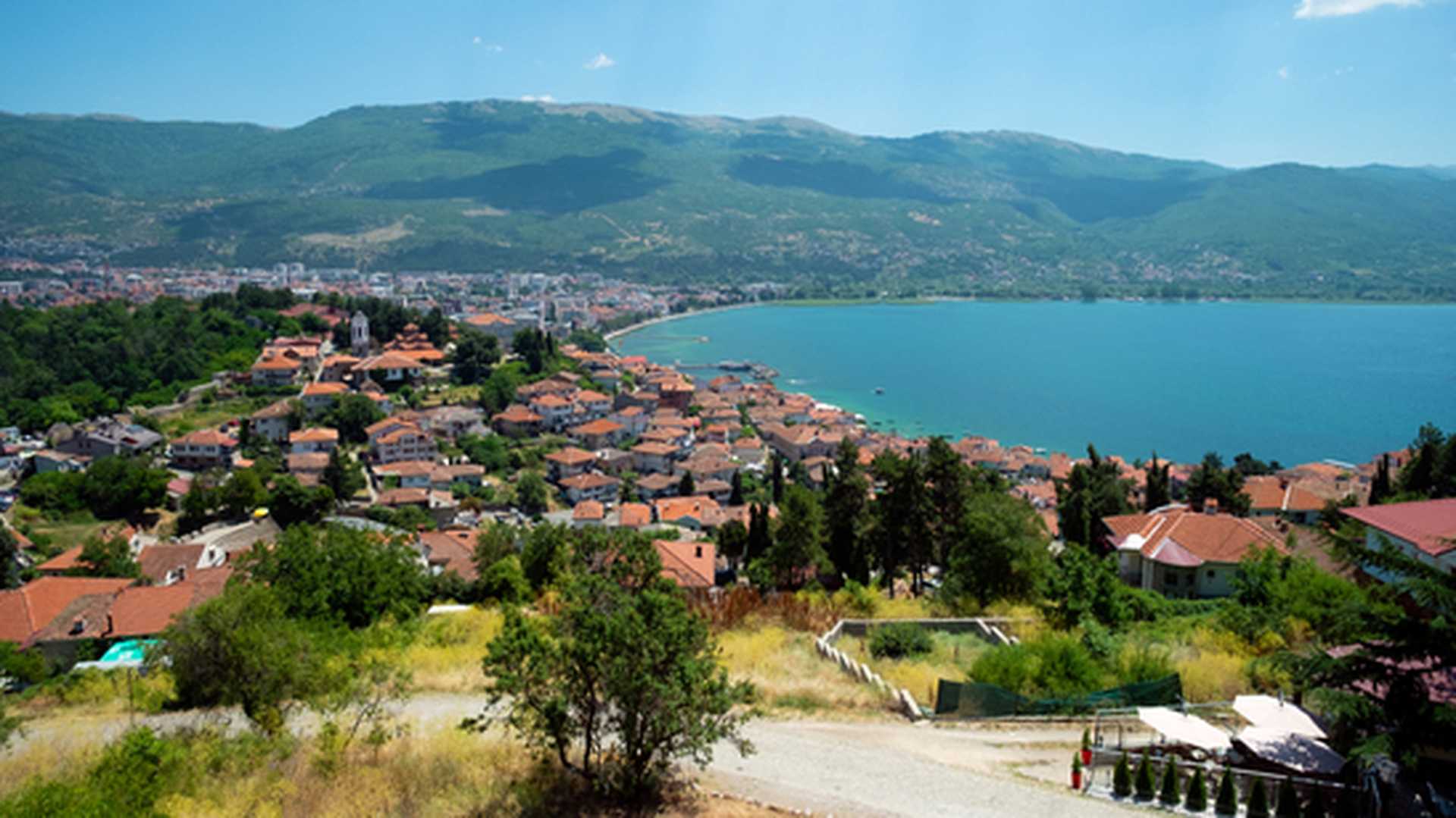Ohrid castle and Ohrid city skyline, Macedonia