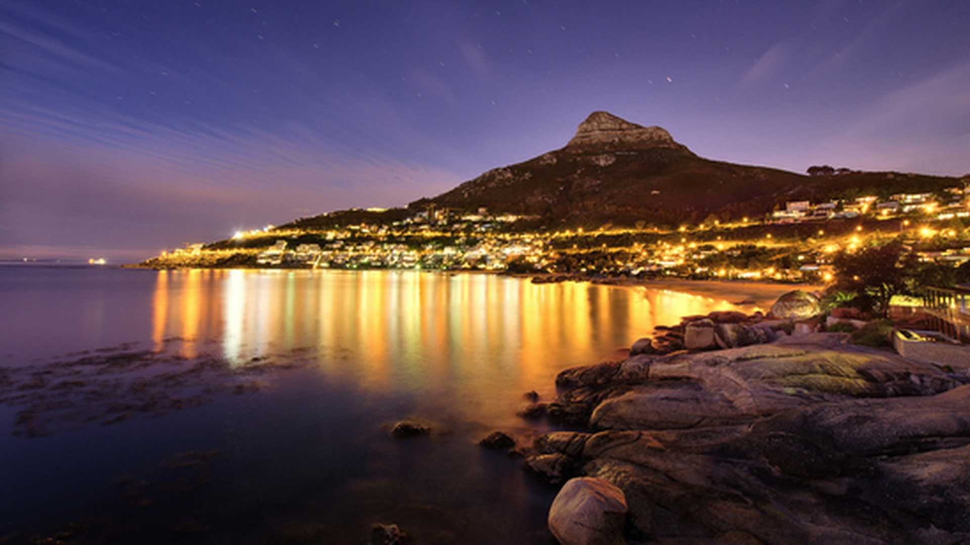 Lions Head at night in Cape Town, South Africa