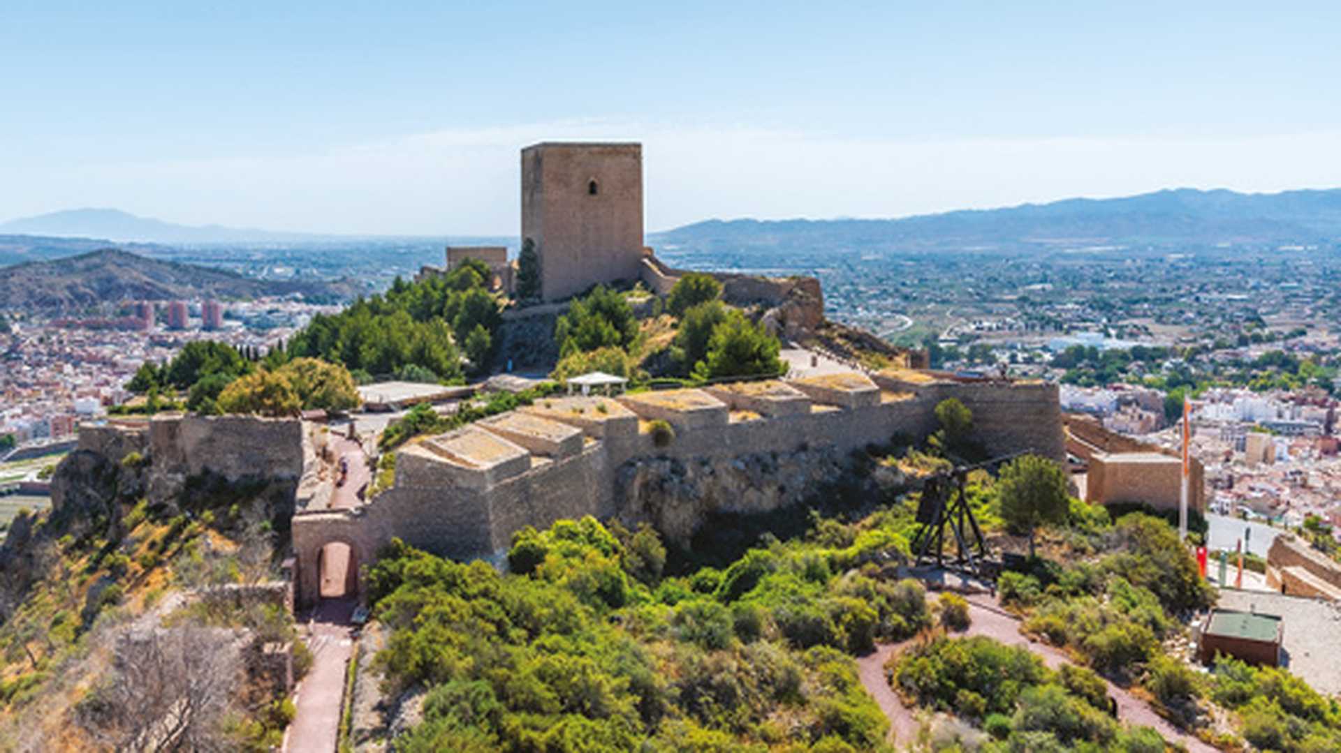 Lorca castle on hilltop Spain