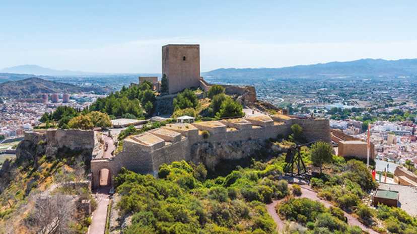 Lorca castle on hilltop Spain