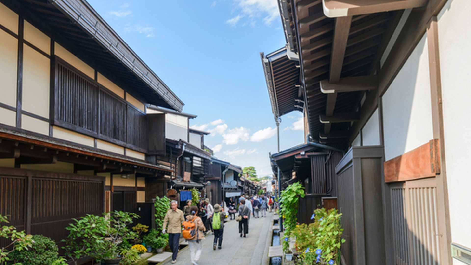 Traditional cityscape of the Takayama city in Gifu, Japan