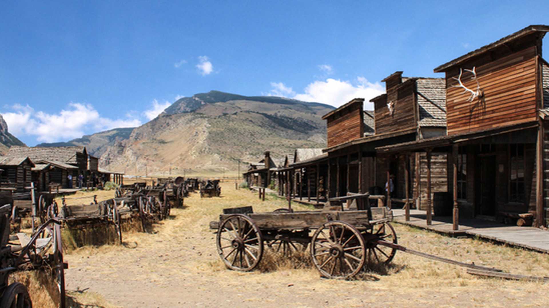 Ghost town in Cody, Wyoming, US West