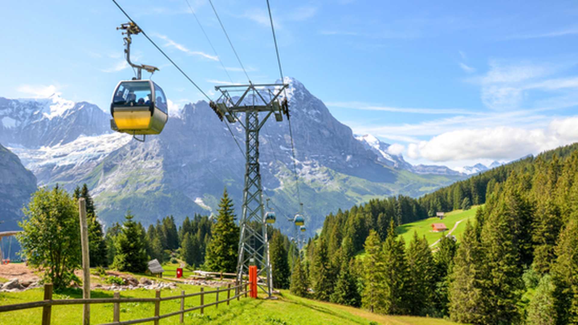 Cable railway to top of mountain in Switzerland