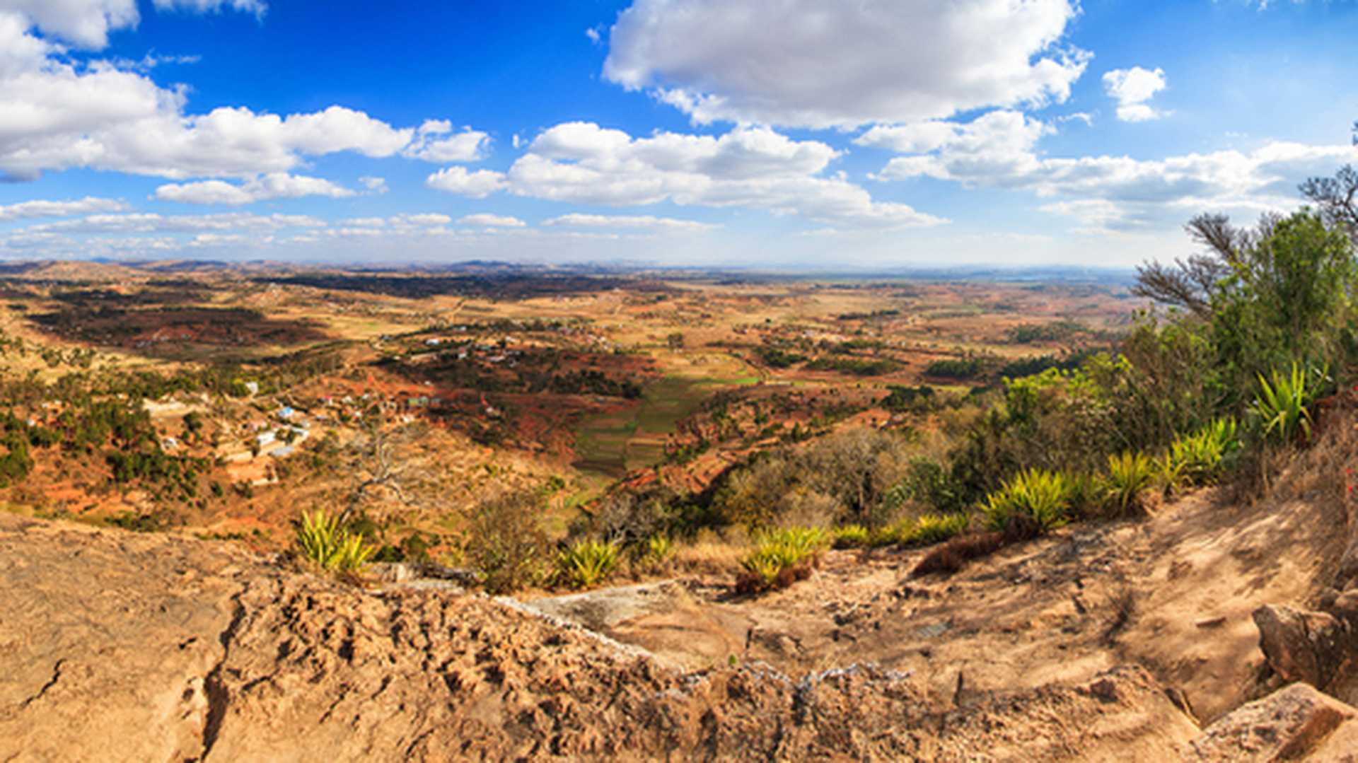 Beautiful 180 degree panorama of the view from the Royal hill Ambohimanga in Madagascar