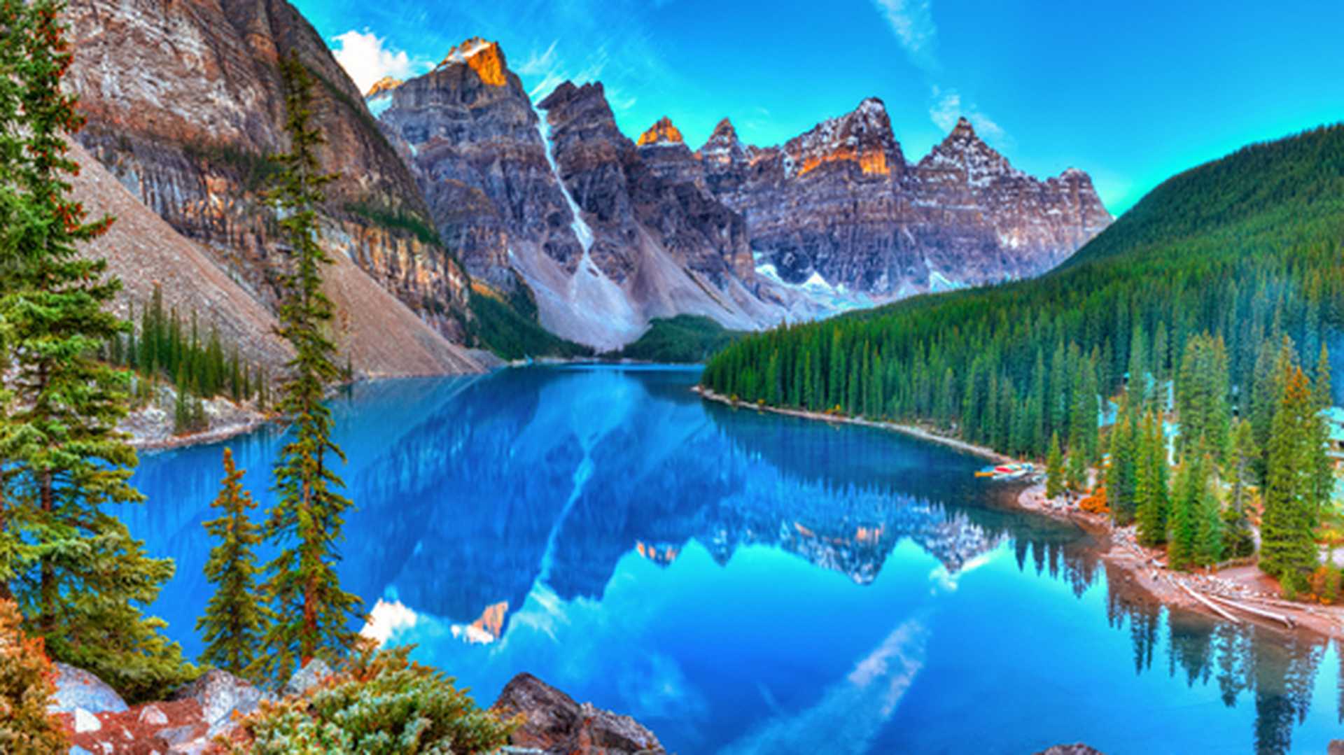 Moraine lake sunrise in Banff National Park, Alberta, Canada