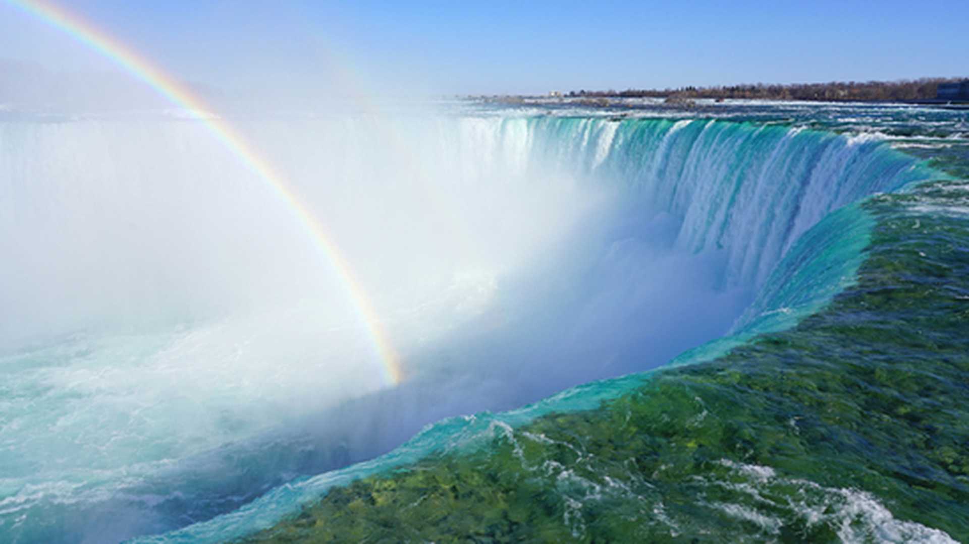 Rainbow over the Horseshoe Falls, Niagara Falls, Canada in winter 