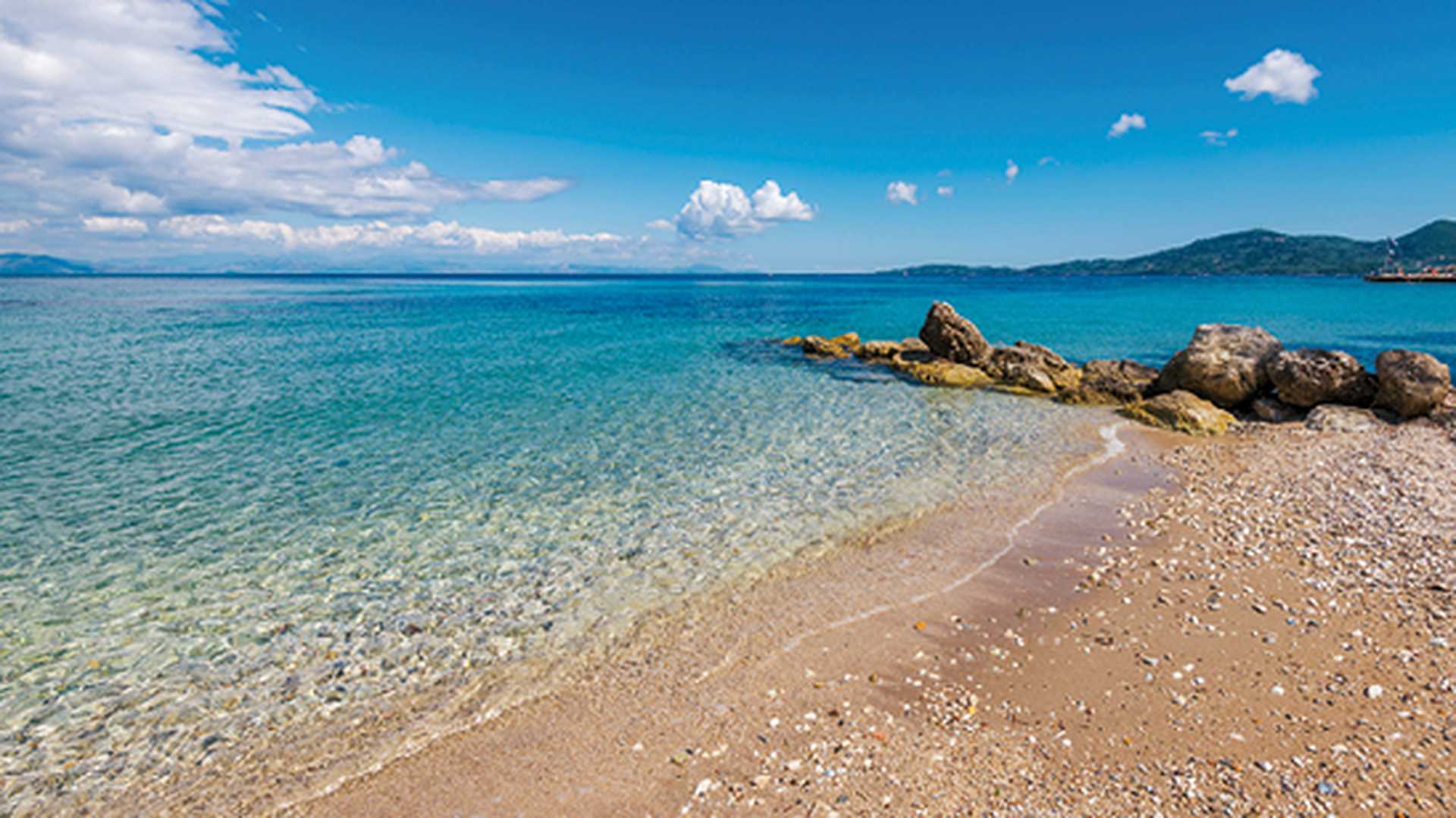 Agios Ioannis Peristeron beach at Corfu island in Greece.