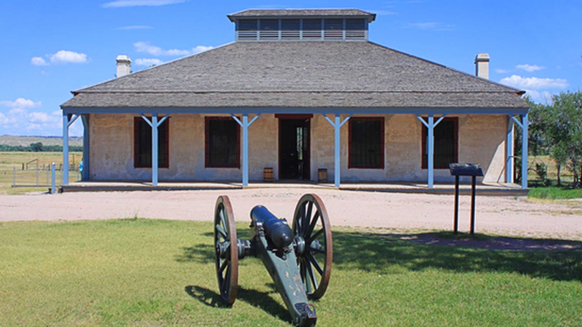 Historic Building with Cannon at Fort Laramie National Historic Site