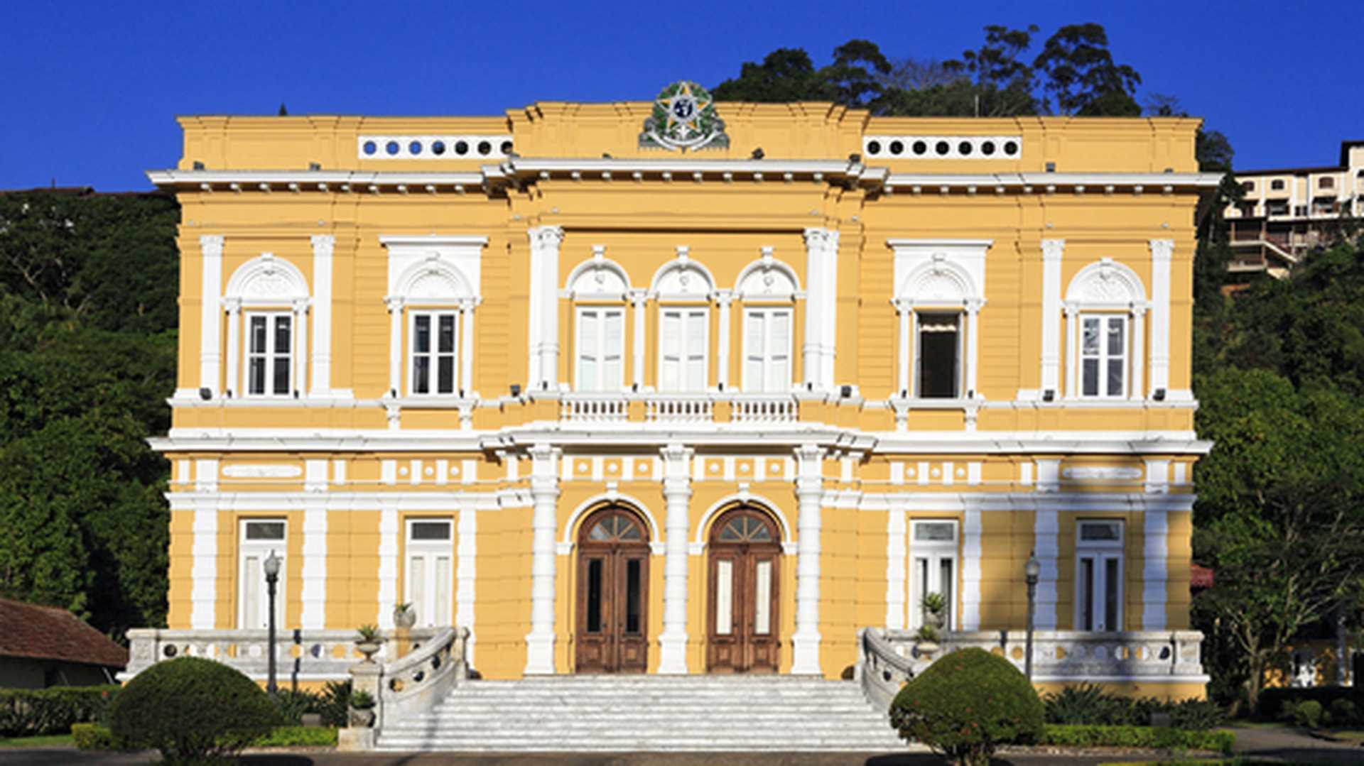 Facade of the Yellow Palace (Palacio Amarelo) in Petropolis, Brazil