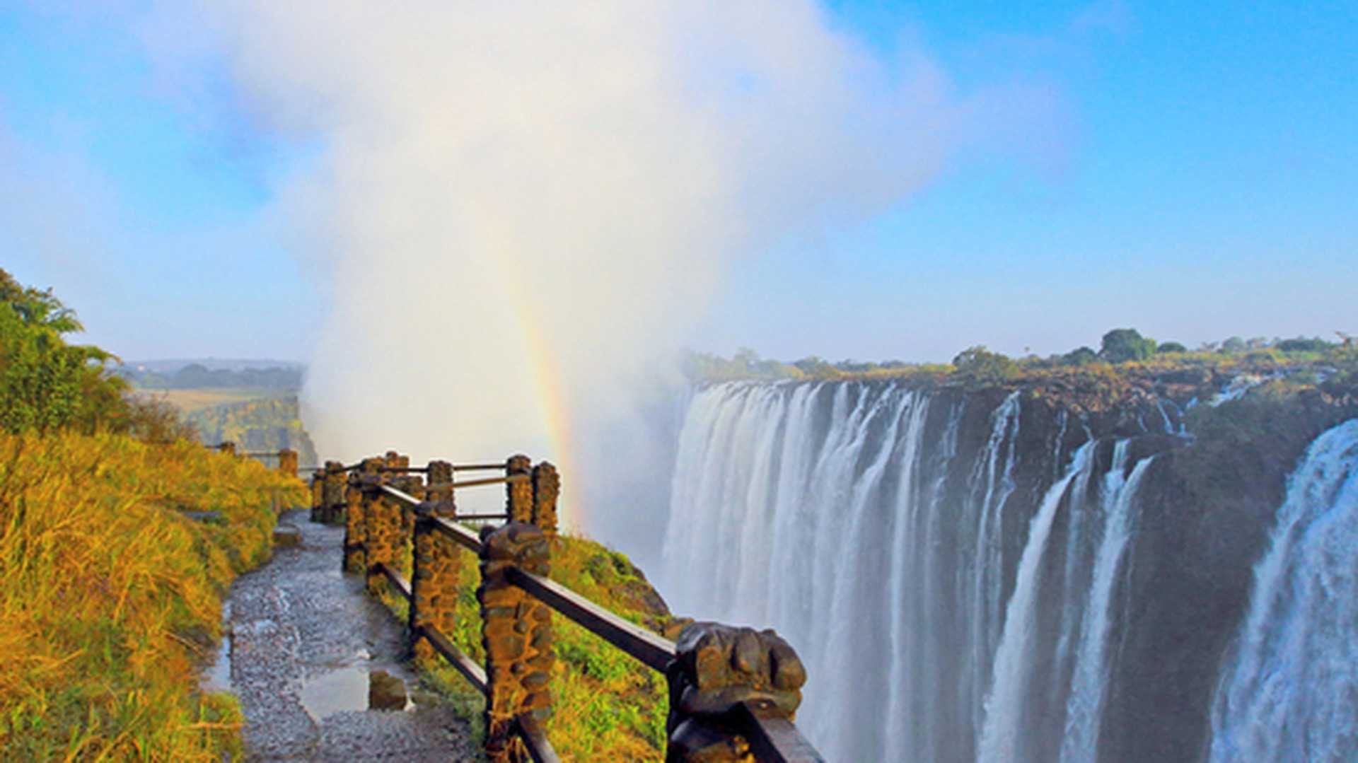 The view of Victoria Falls  at Zambia side, one of most iconic African natural landmarks Livingstone, Zambia