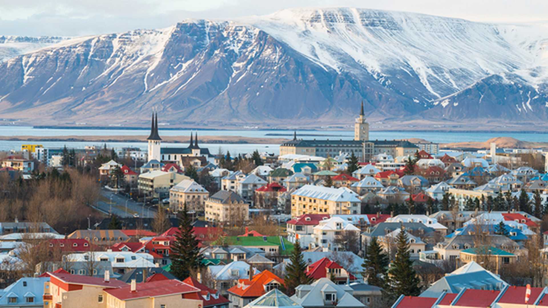 Scenery view of Reykjavik the capital city of Iceland in late winter season. Reykjavik is one of Europe's most dynamic and interesting cities.