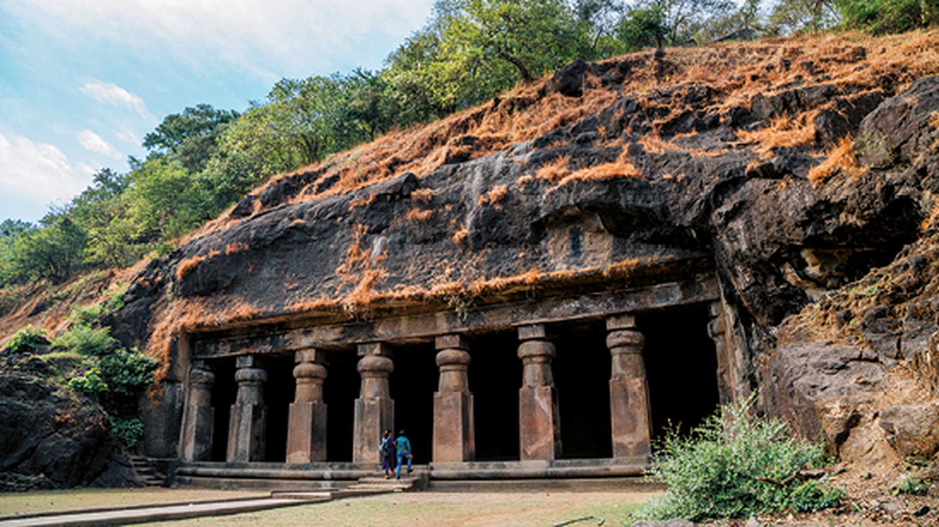 Elephanta Caves historical architecture in Mumbai, India