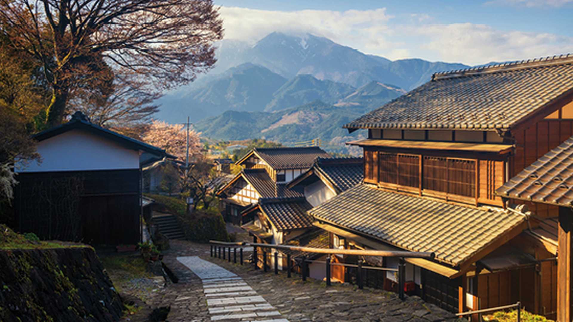 Magome juku preserved town in Nakasendo, Japan