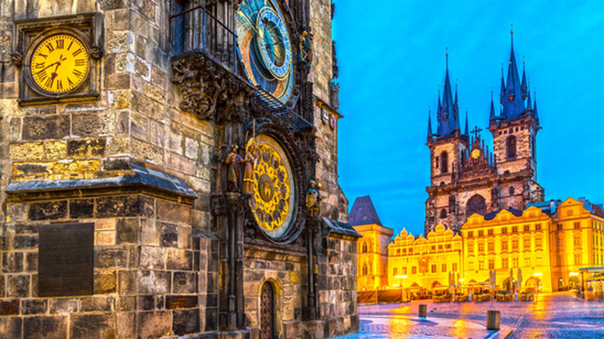 Prague, Tyn Church and Old Town Square, Czech Republic