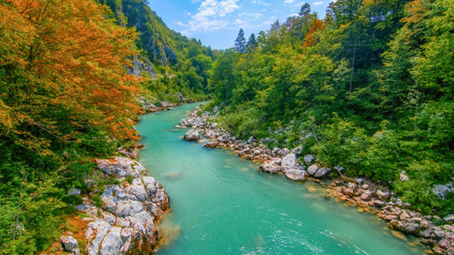 Soca River near Kobarid (Caporetto) Slovenia