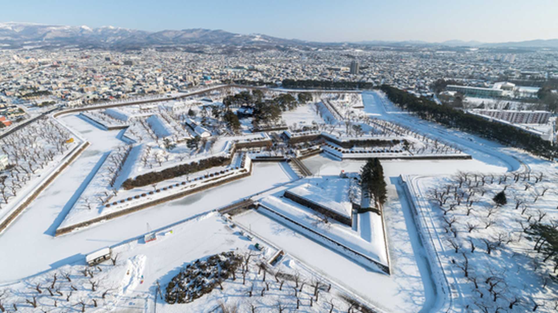Snow Covered Goryokaku in Hakodate, Hokkaido
