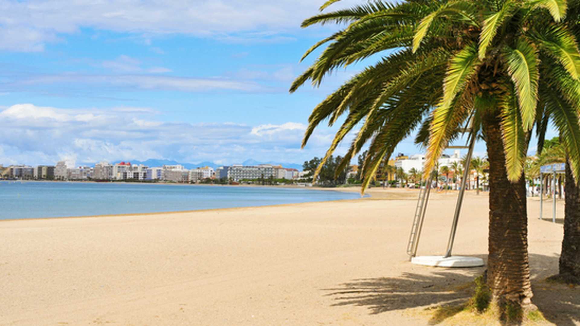 Platja Nova beach in Roses, in the Costa Brava, Catalonia, Spain