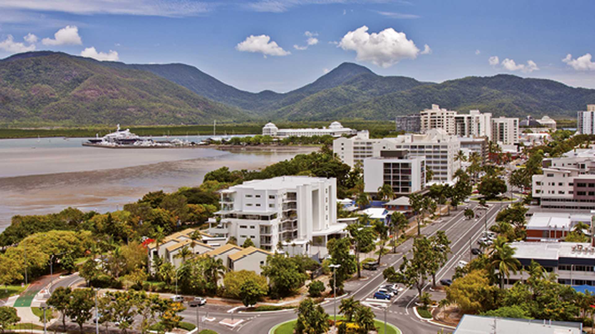 Aerial view of tropical city of Cairns. Australia