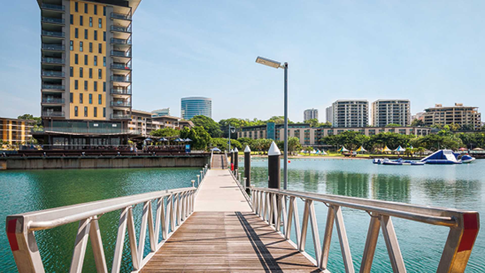 Scenic spot at Darwin Waterfront Wharf, Kitchener Bay, Northern Territory, Australia. 