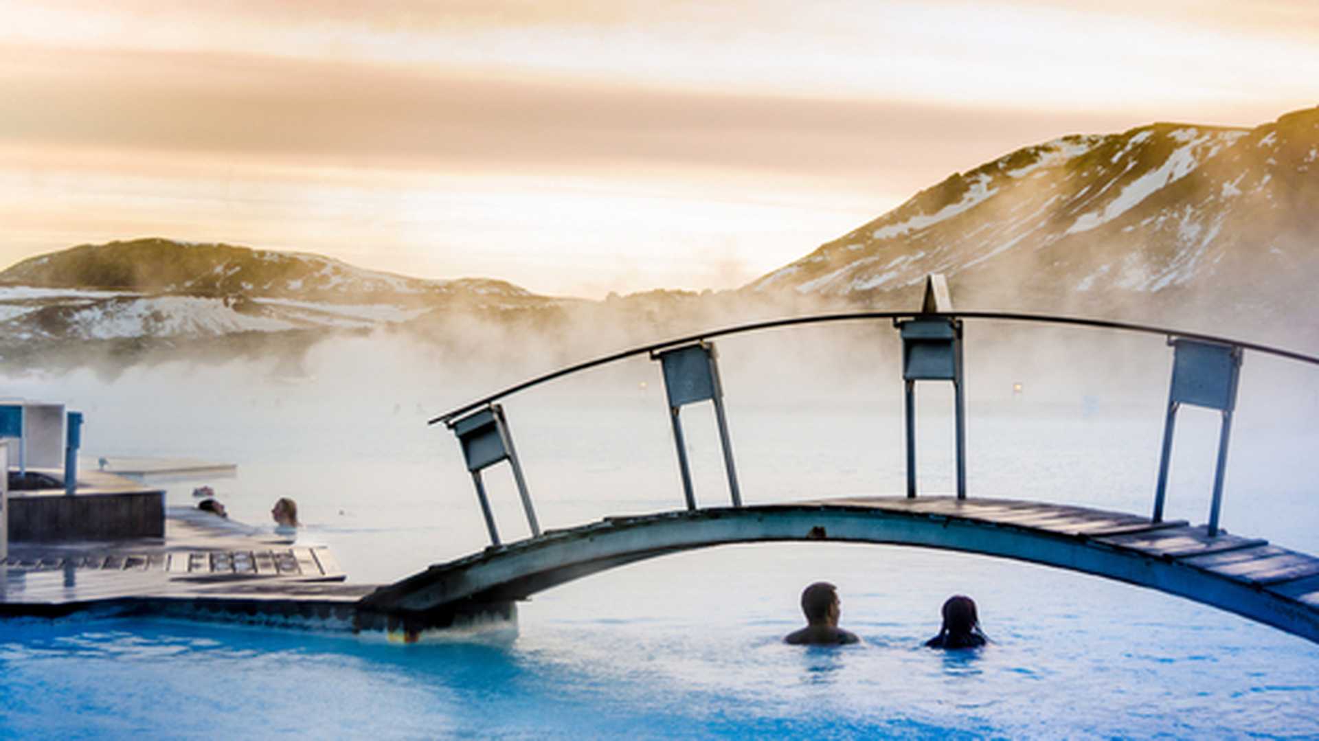Swimming in the Blue Lagoon outside of Reykjavik, Iceland