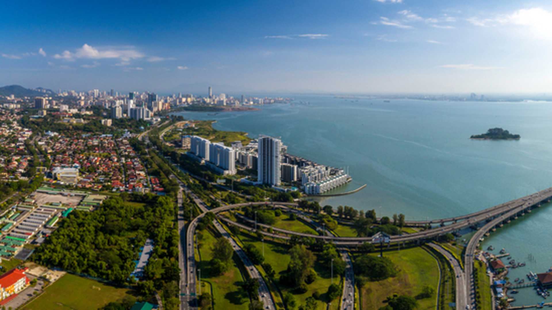 Aerial view across Penang, Malaysia