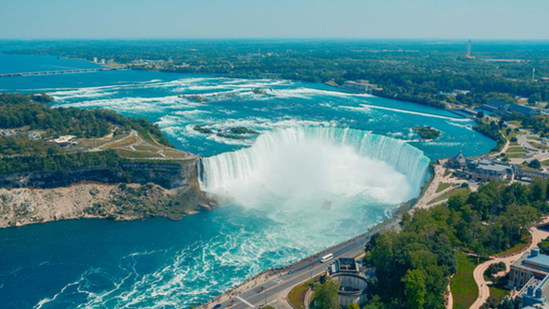 Aerial view of mighty Niagara Falls, Canada