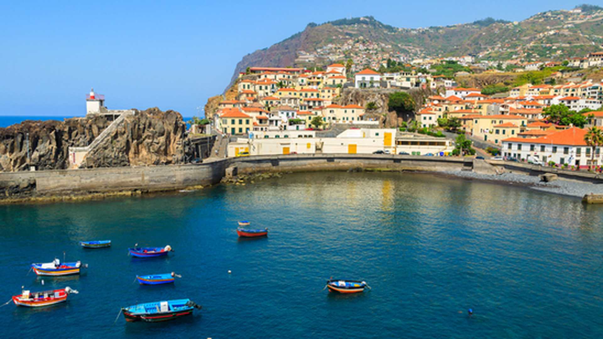 Port in fishing village Camara de Lobos on south coast of Madeira island