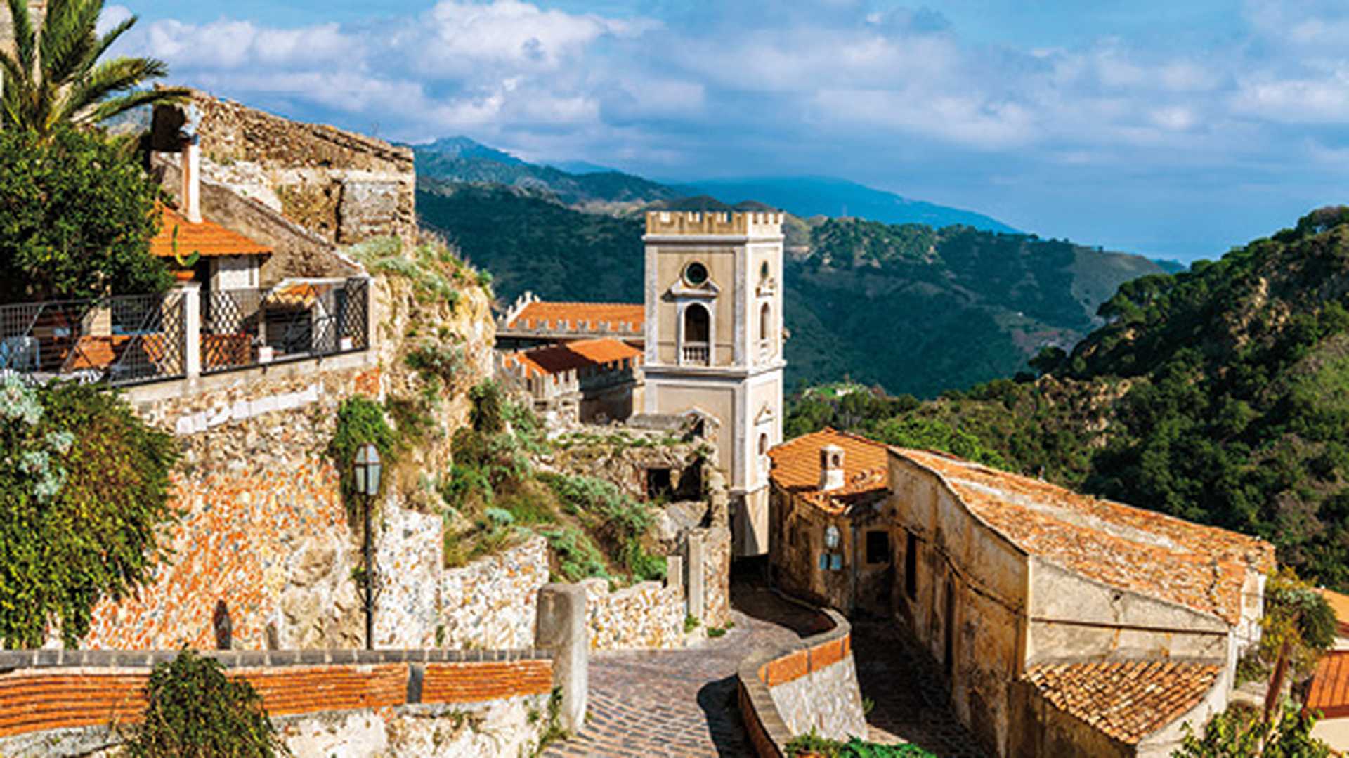 Cityview of the Savoca village in Sicily, Italy