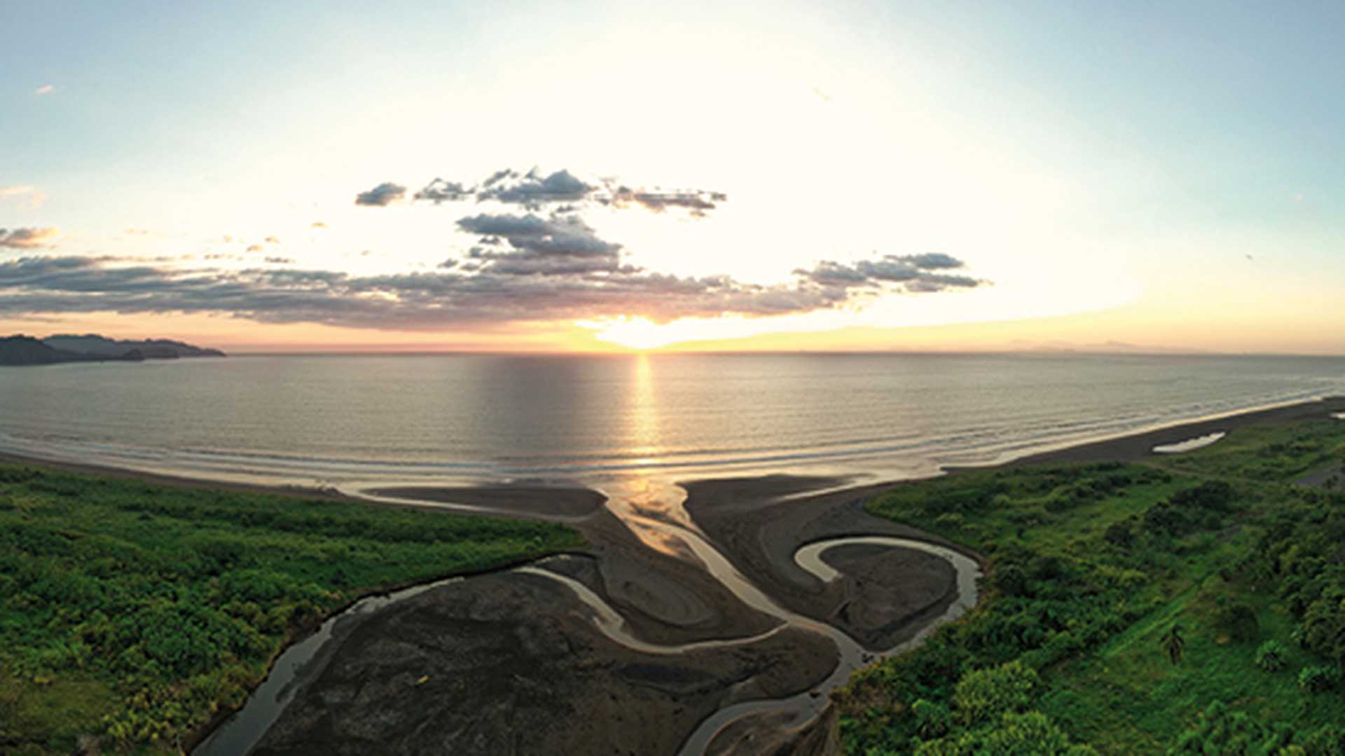 Evening sunset view to the firth and sea in Costa Rica