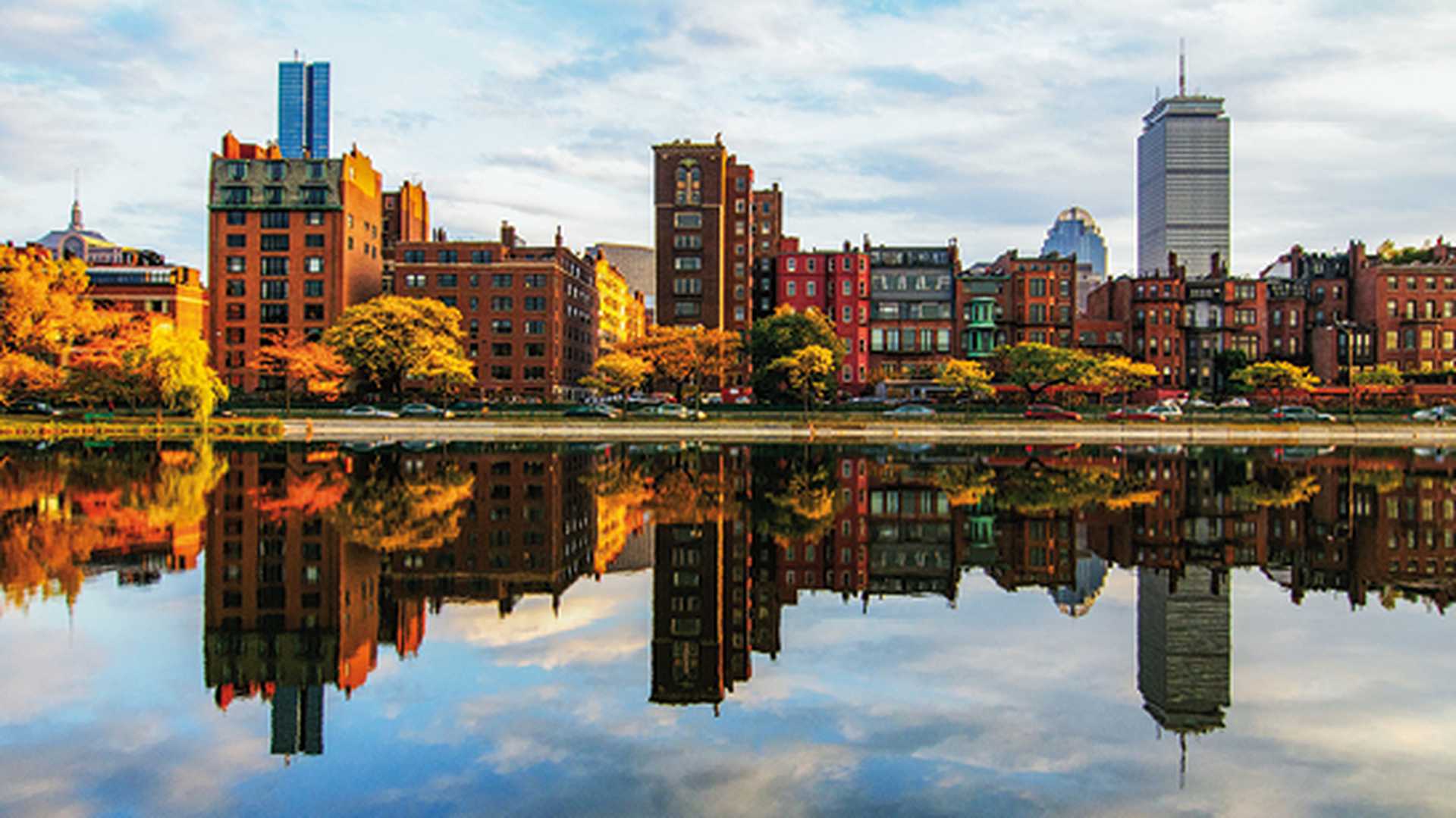 A horizontal shot of Back Bay neighborhood in Boston, Massachusetts