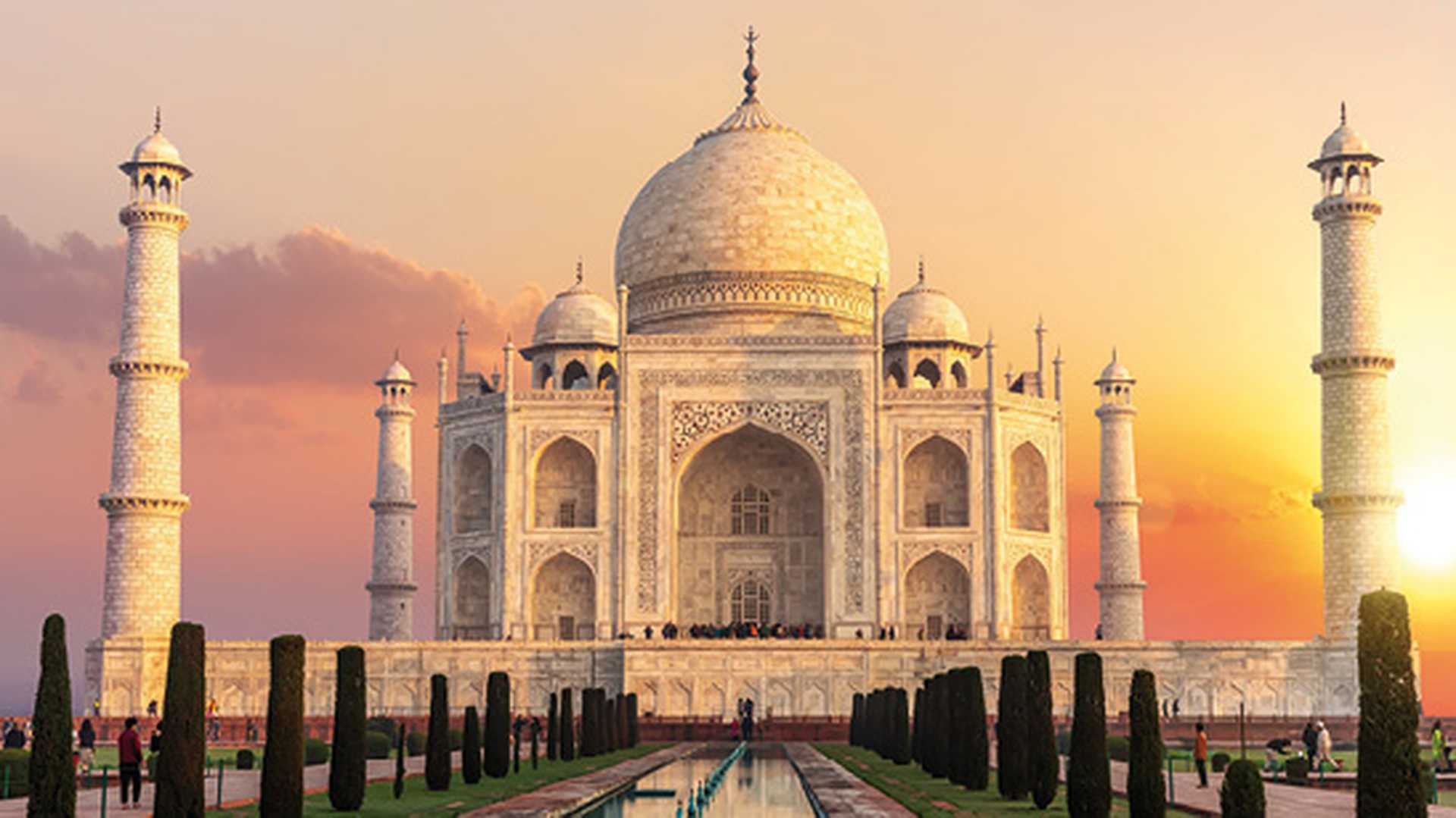 Taj Mahal at sunset, India