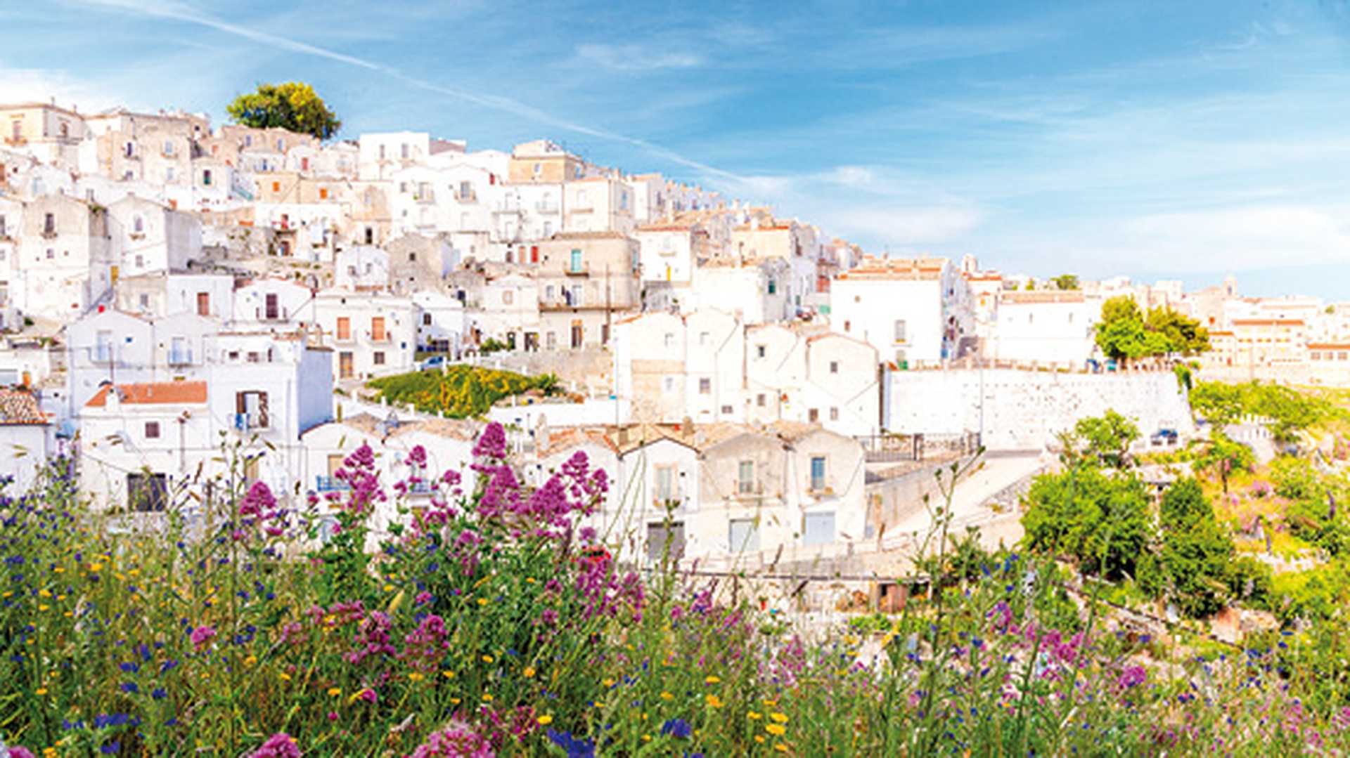 View of Monte Sant'Angelo town, in Apulia region, Italy.