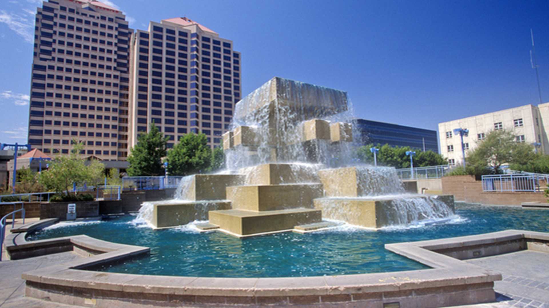 Fountain in the city center of downtown Albuquerque, USA