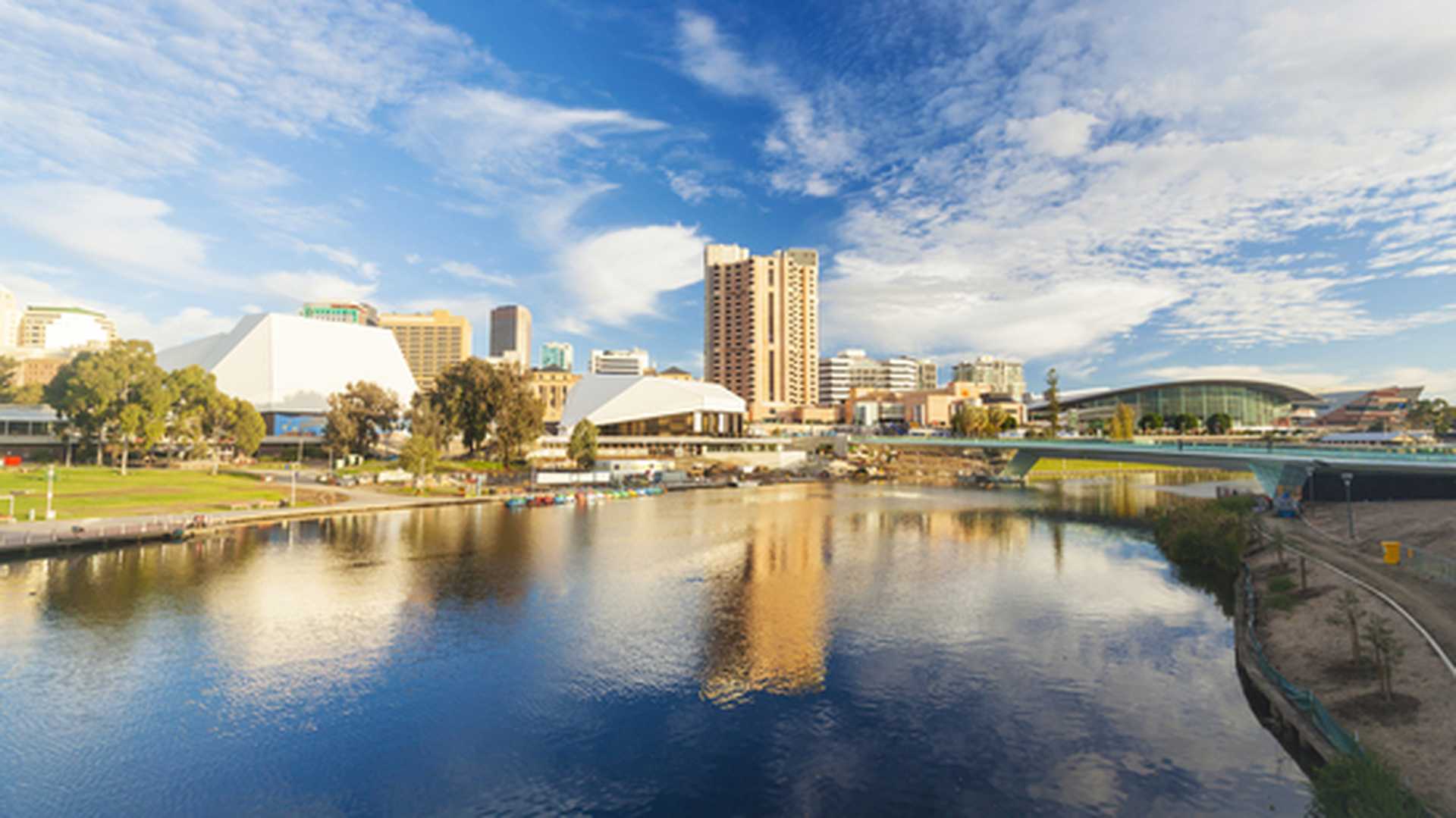 View across the River Torrens to downtown Adelaide, South Australia