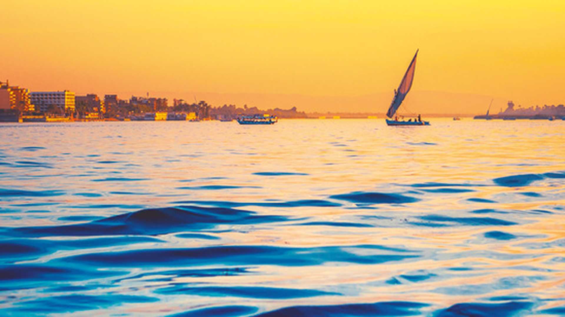 Felucca at sunset in the River Nile, Egypt