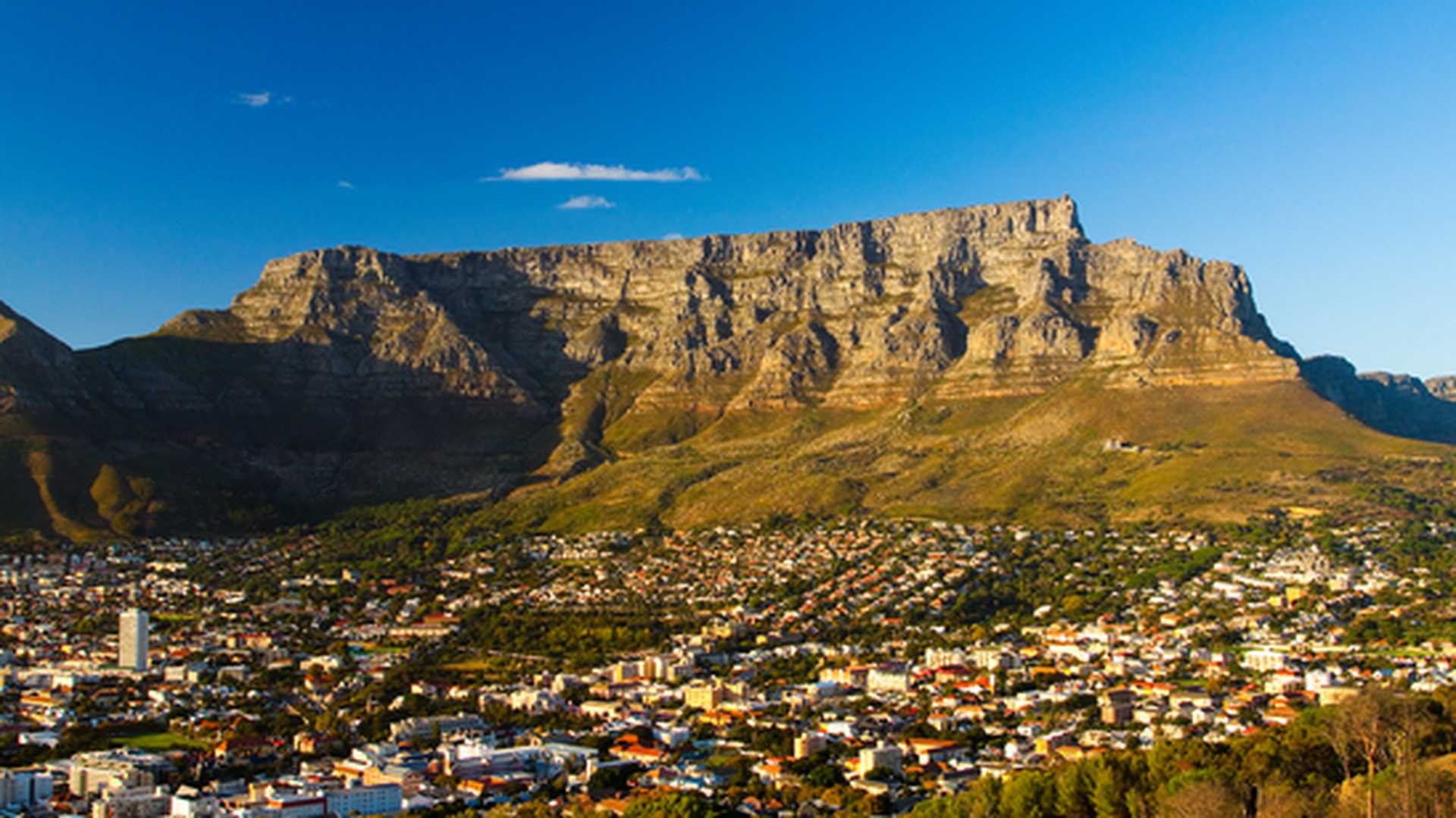 View across Cape Town to Table Mountain