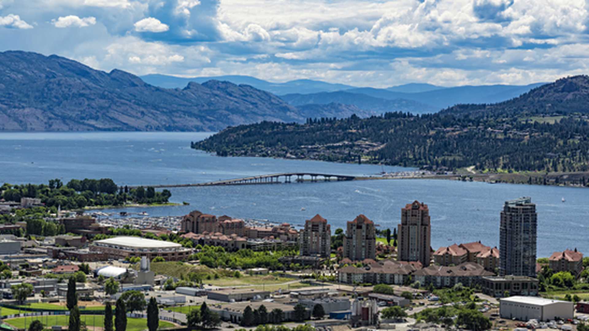 View across Kelowna to Okanagan Lake, Canada